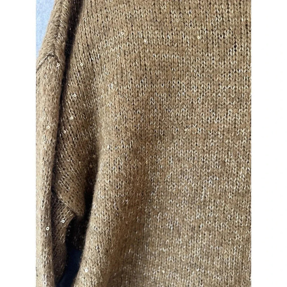 Sanctuary Clothing Sweater XS Brown Shimmery Sequins Oversized Warm Knit M0743 - Picture 3 of 11